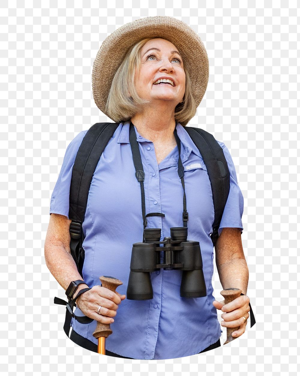 Png female senior traveler sticker, transparent background