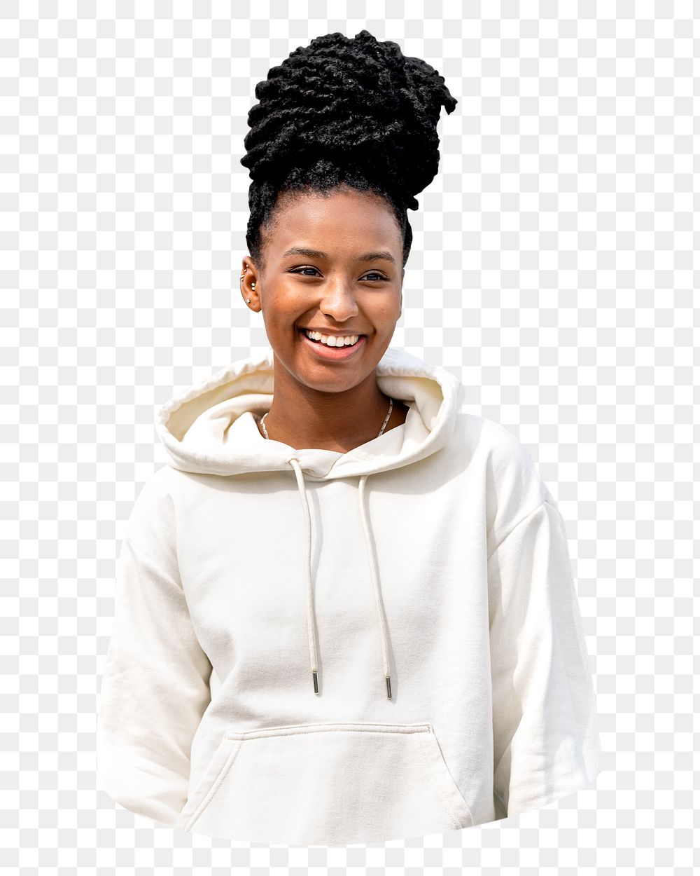 Png happy African-American woman sticker, transparent background