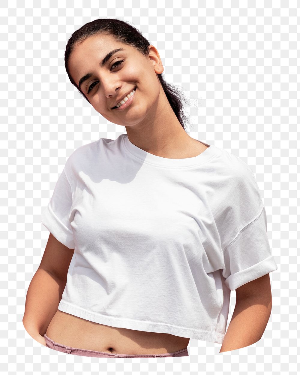 Happy Indian woman png sticker, transparent background