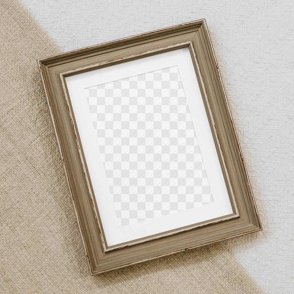 Wooden photo png frame mockup, transparent design