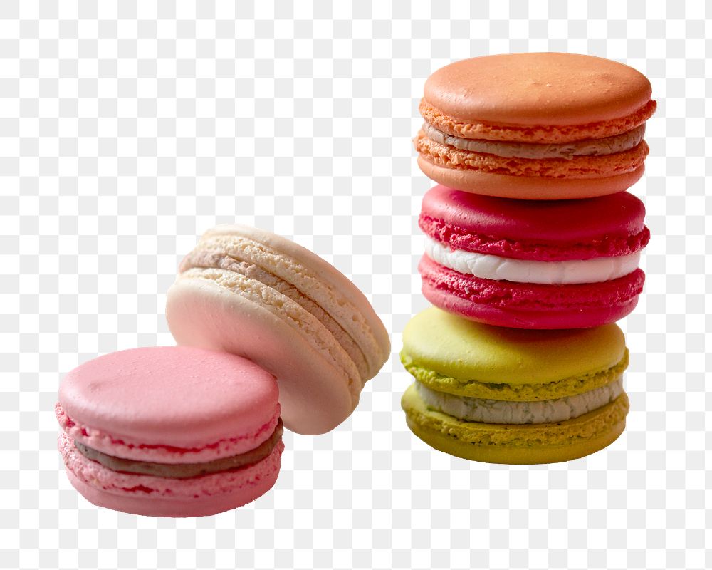 Colorful macarons png sticker, transparent background