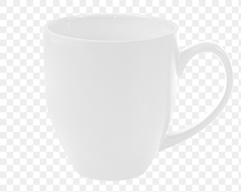 Png white ceramic mug sticker, transparent background