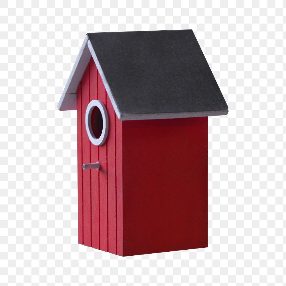 Red bird house png sticker, transparent background