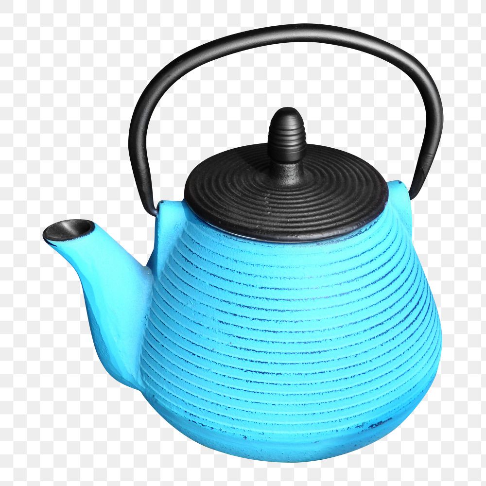 Blue teapot png sticker, transparent background