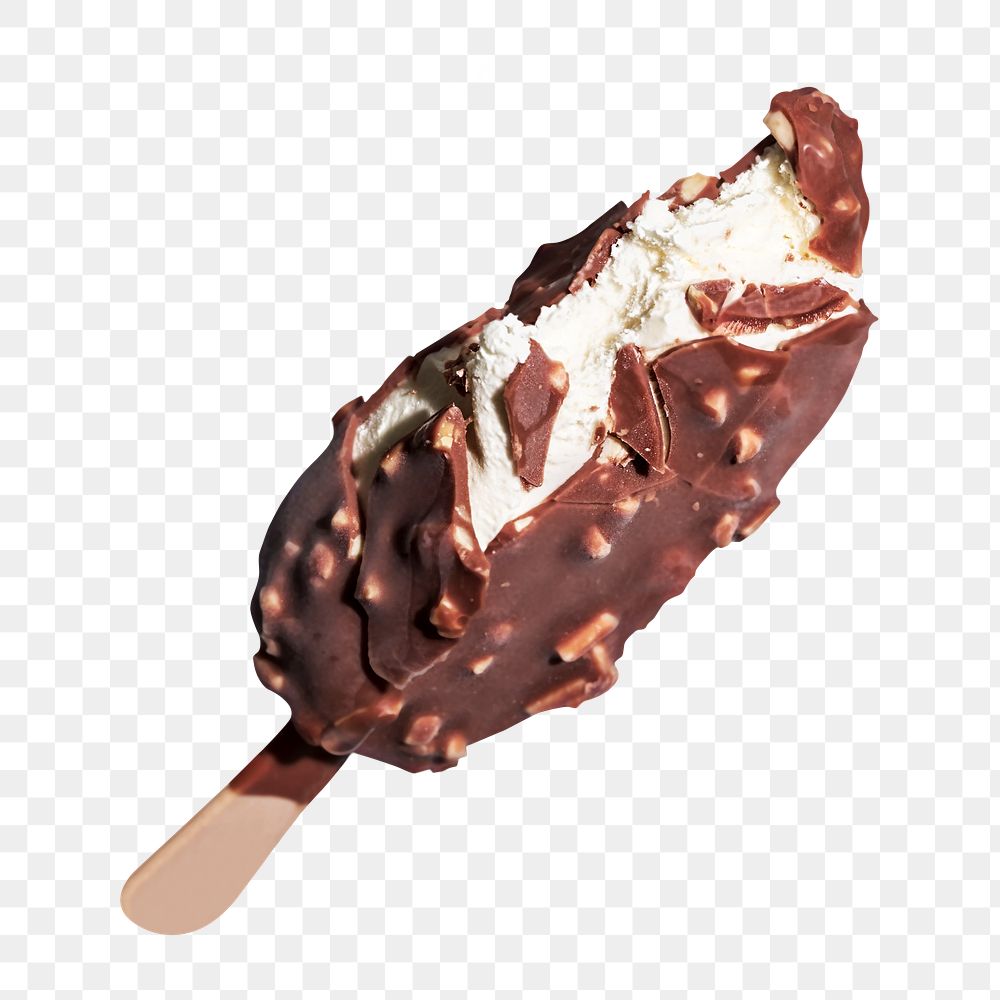 Png chocolate ice cream bar sticker, transparent background