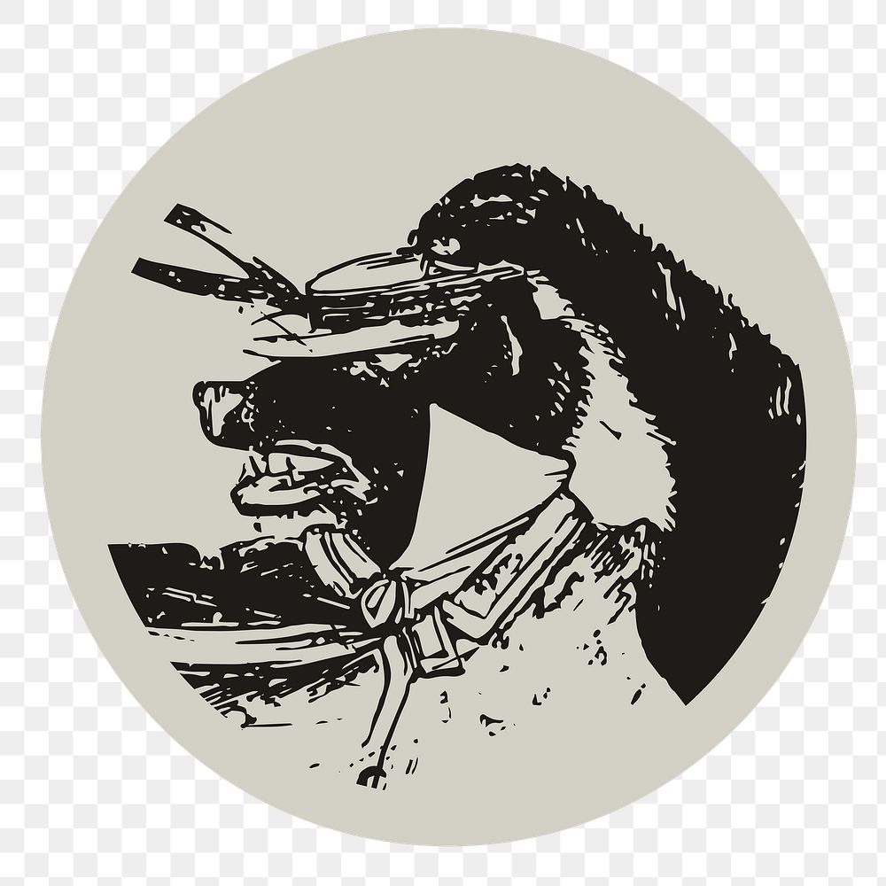 Bear drawing png logo element sticker, transparent background
