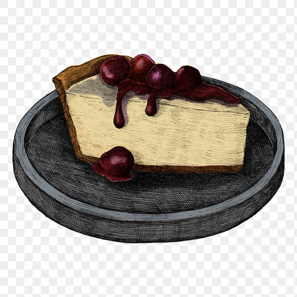 Blueberry cheesecake png food drawing sticker, transparent background