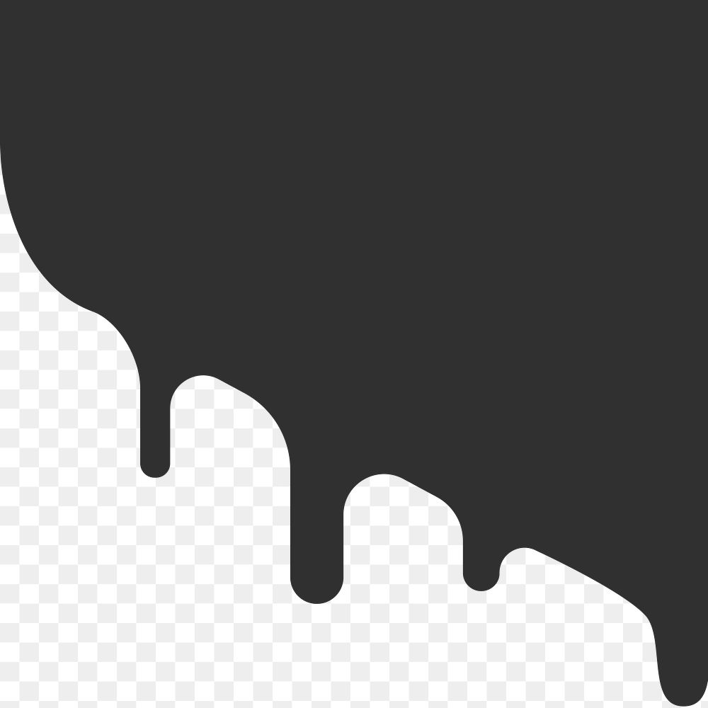 Black melting png border, transparent background