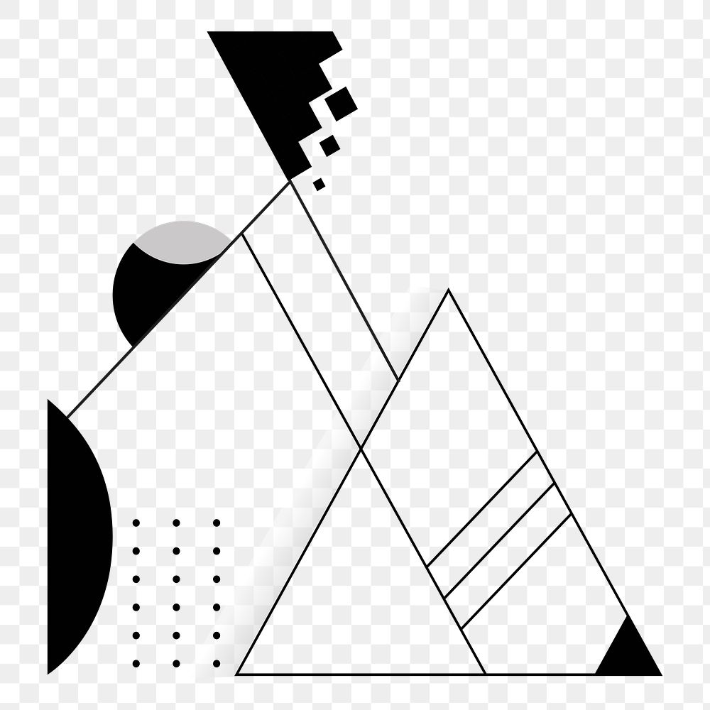 Black triangle png geometric shape sticker, transparent background