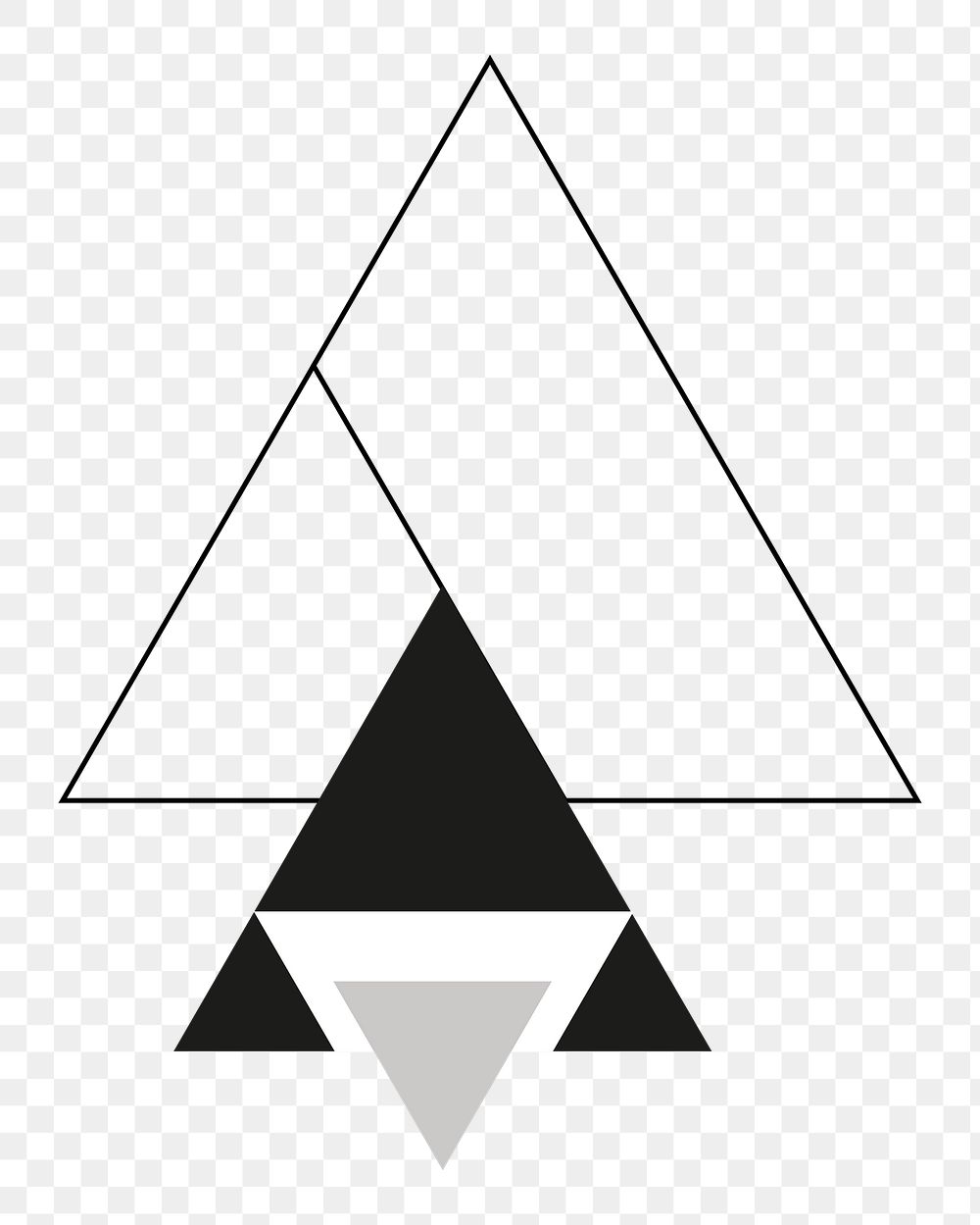 Black triangles png geometric shape sticker, transparent background