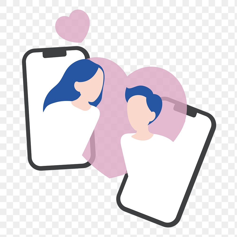 Online dating png during Covid-19 sticker, transparent background