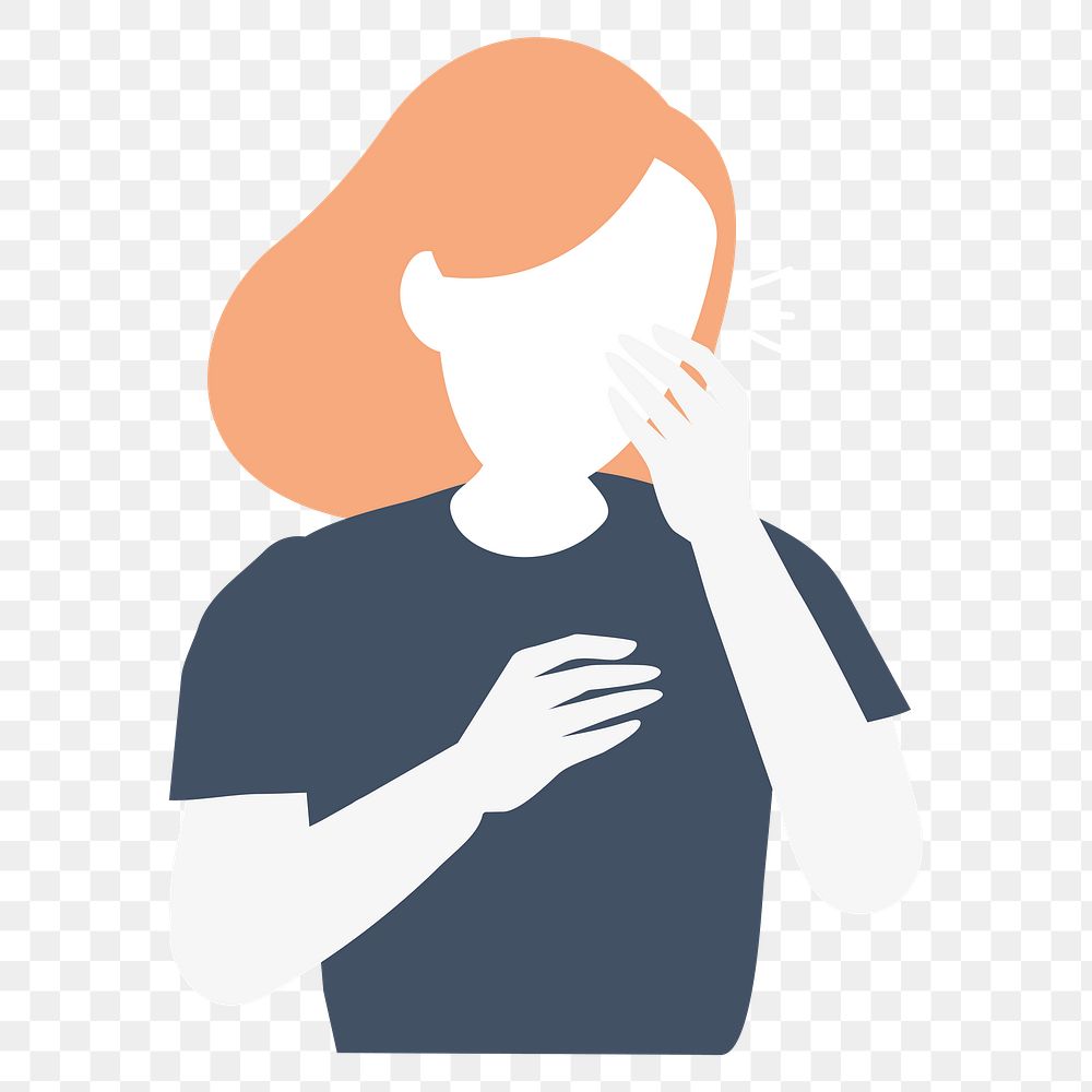 Coughing woman  png sticker, Covid-19 illustration, transparent background