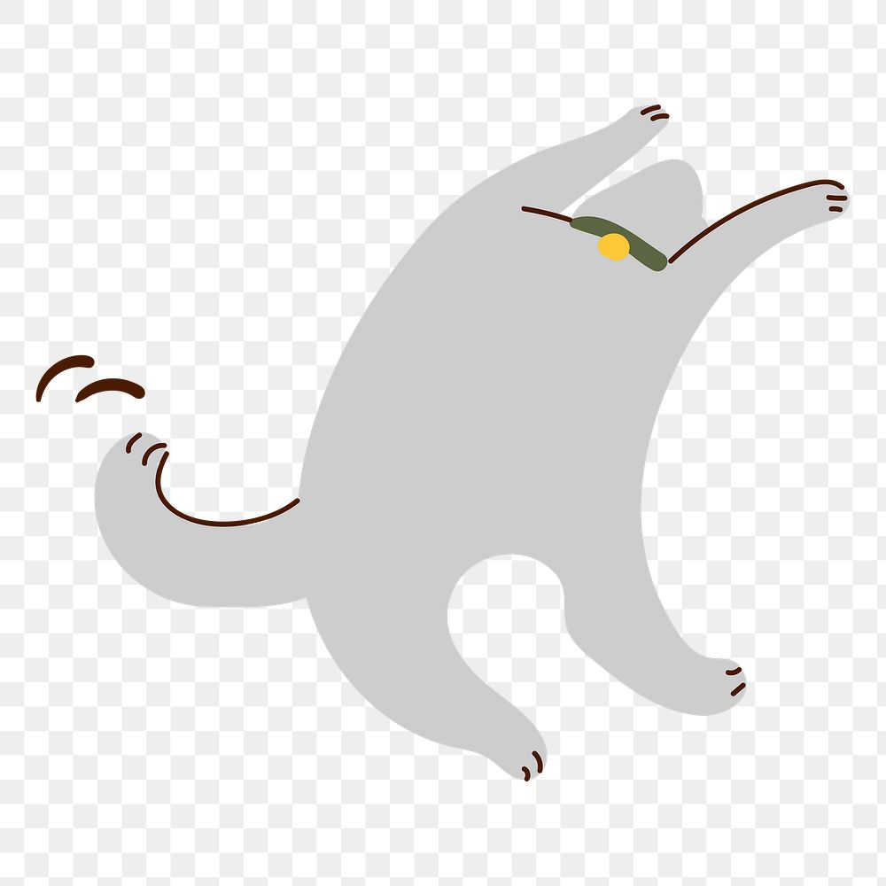 Cute cat png sticker, gray pet, transparent background