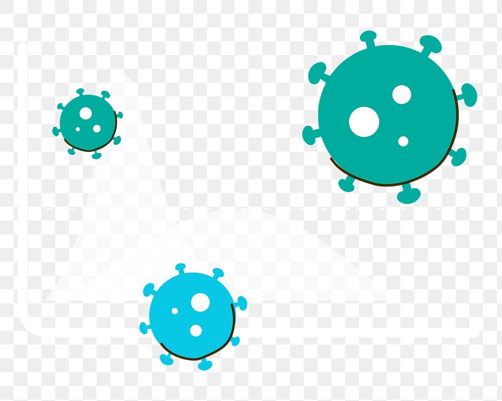 Png virus & bacteria sticker, cartoon design, transparent background