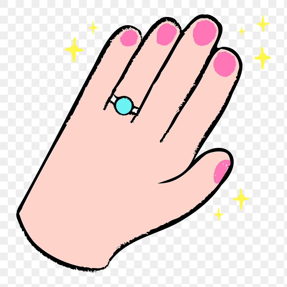 Engagement ring png hand doodle sticker, transparent background
