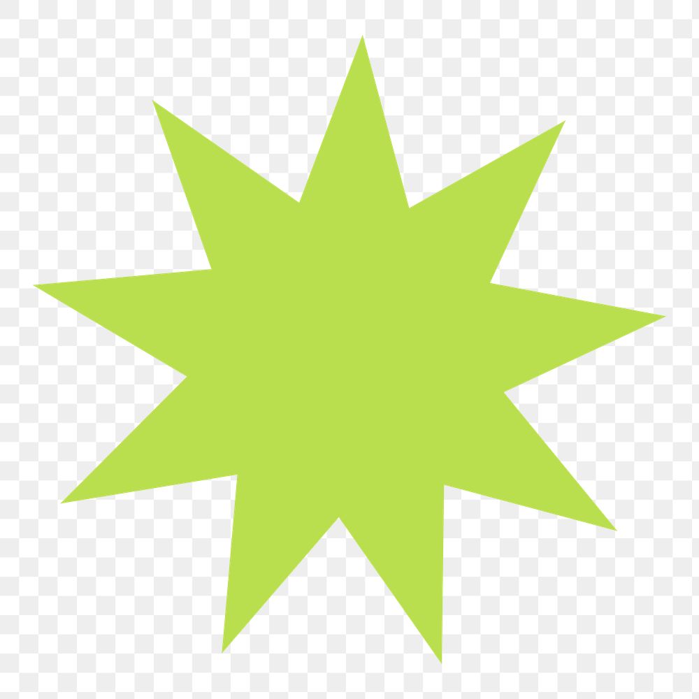 Green starburst png shape sticker, transparent background