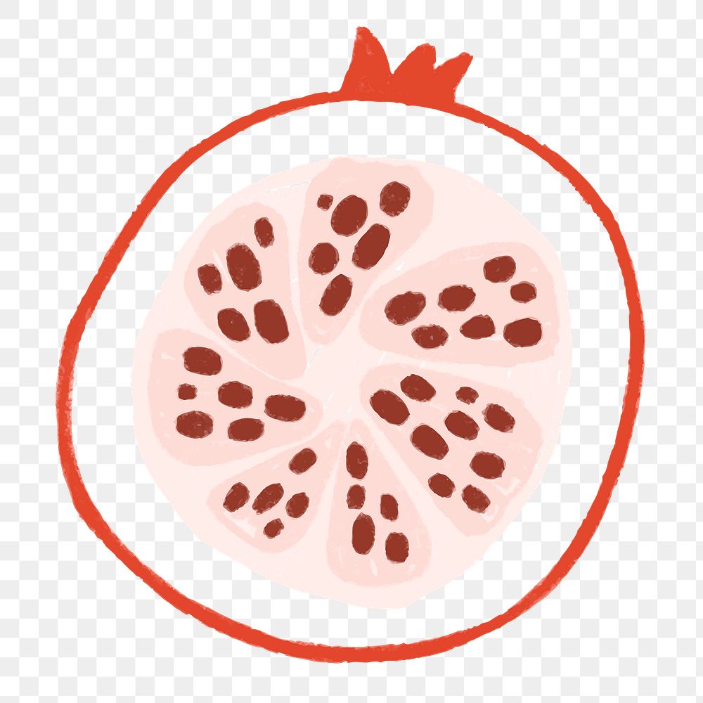 Pomegranate doodle png fruit sticker, transparent background