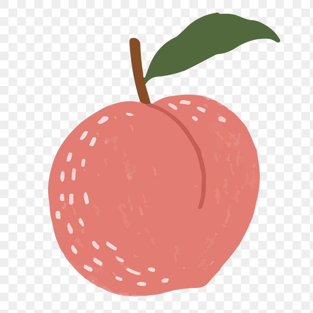Peach doodle png fruit sticker, transparent background