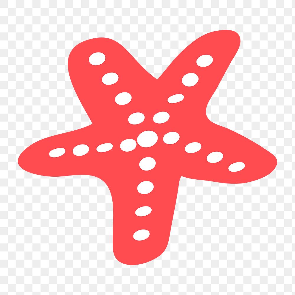 Red starfish png Summer sticker, transparent background