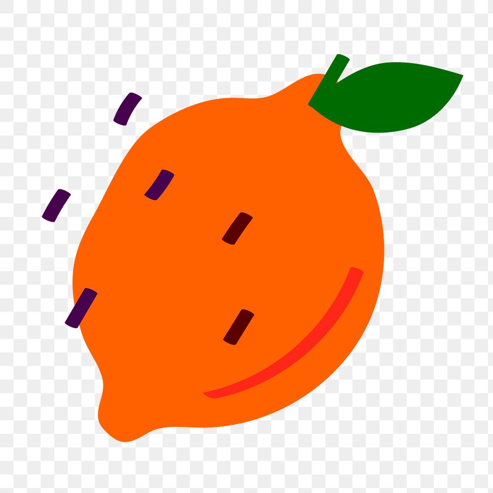 Valencia orange png fruit doodle sticker, transparent background