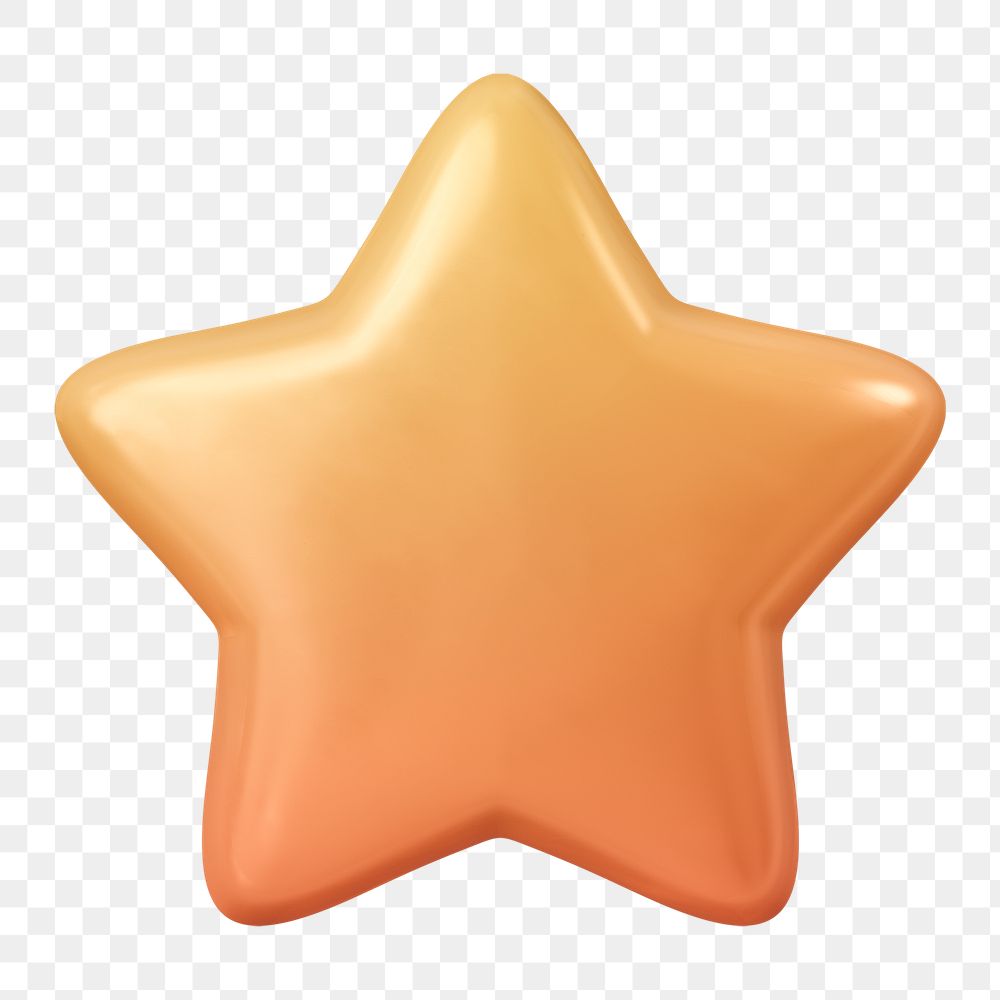Gold star png sticker, 3D graphic, transparent background