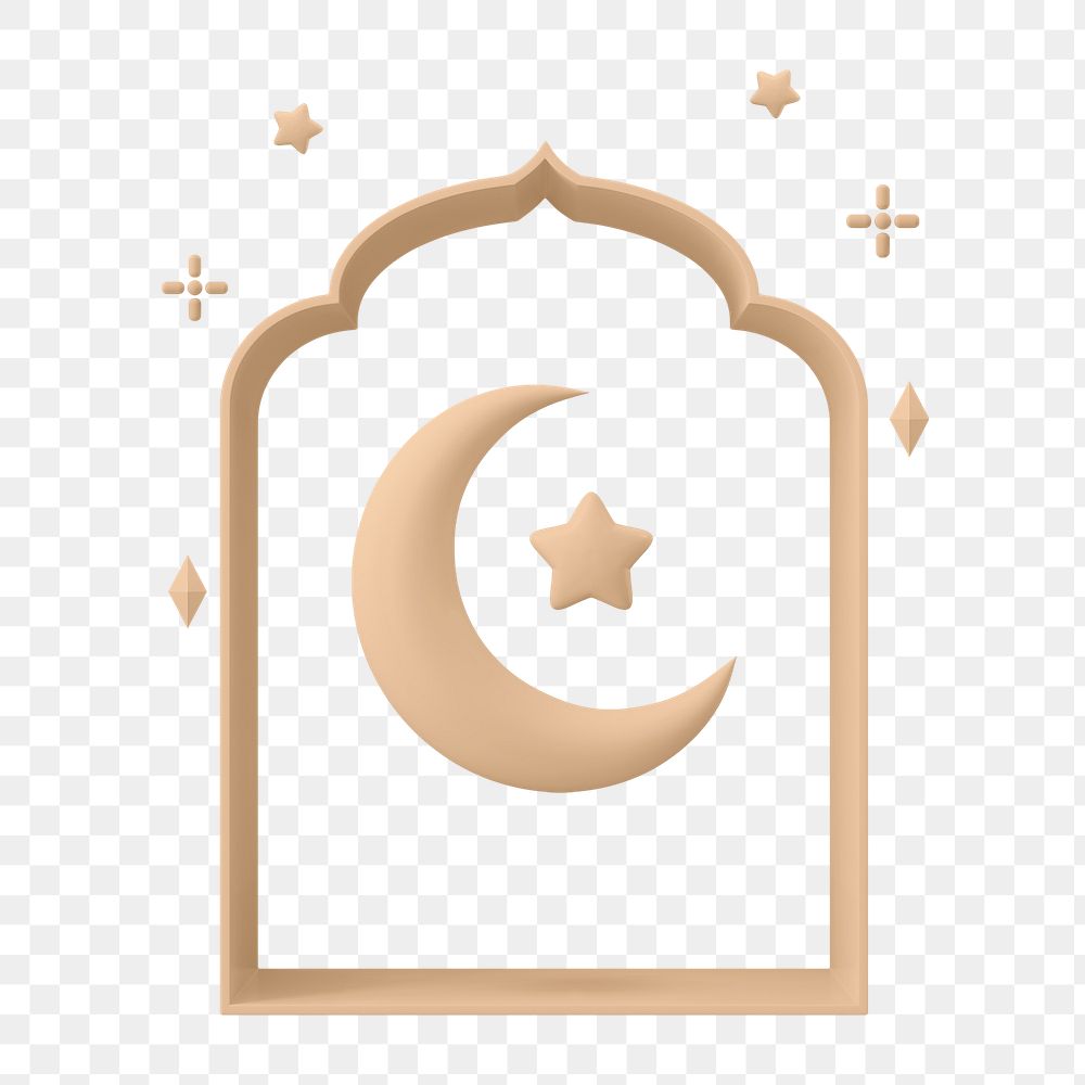 Star and crescent png symbol, 3D Ramadan, transparent background