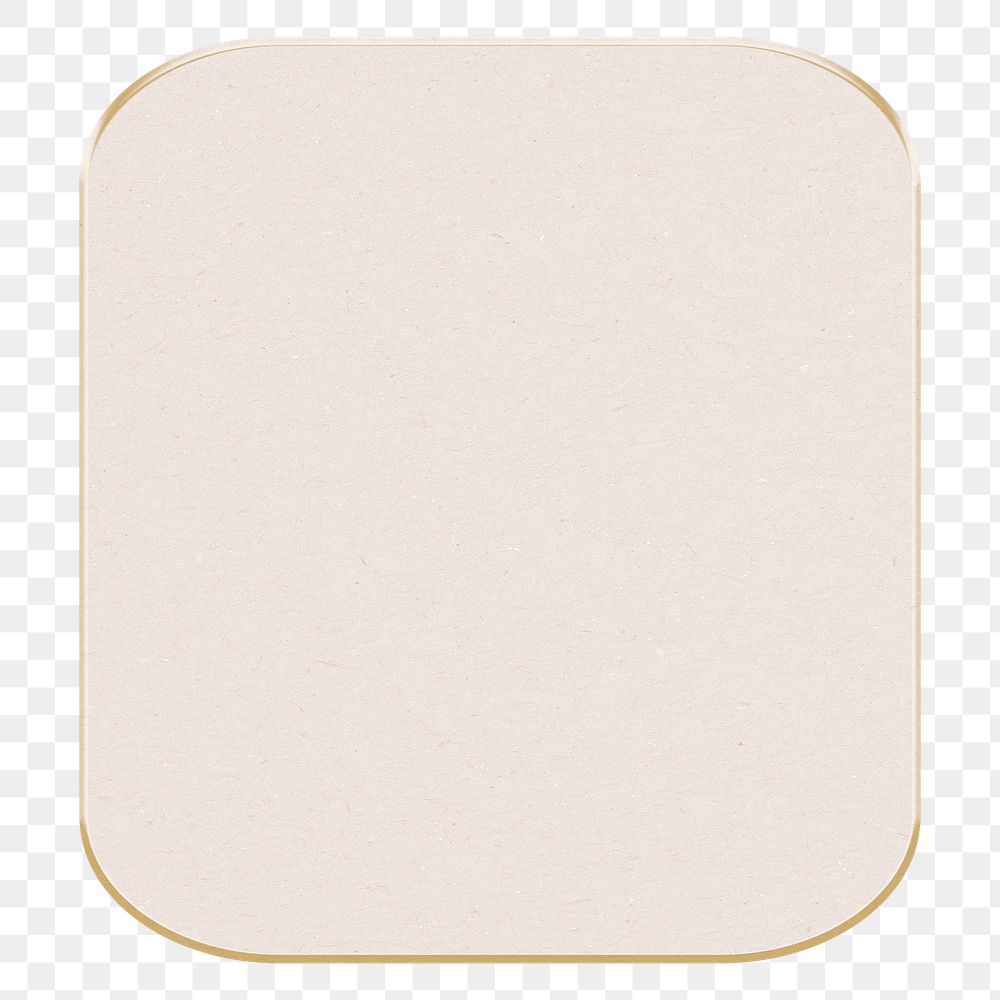 Png beige square badge sticker, gold outline, transparent background