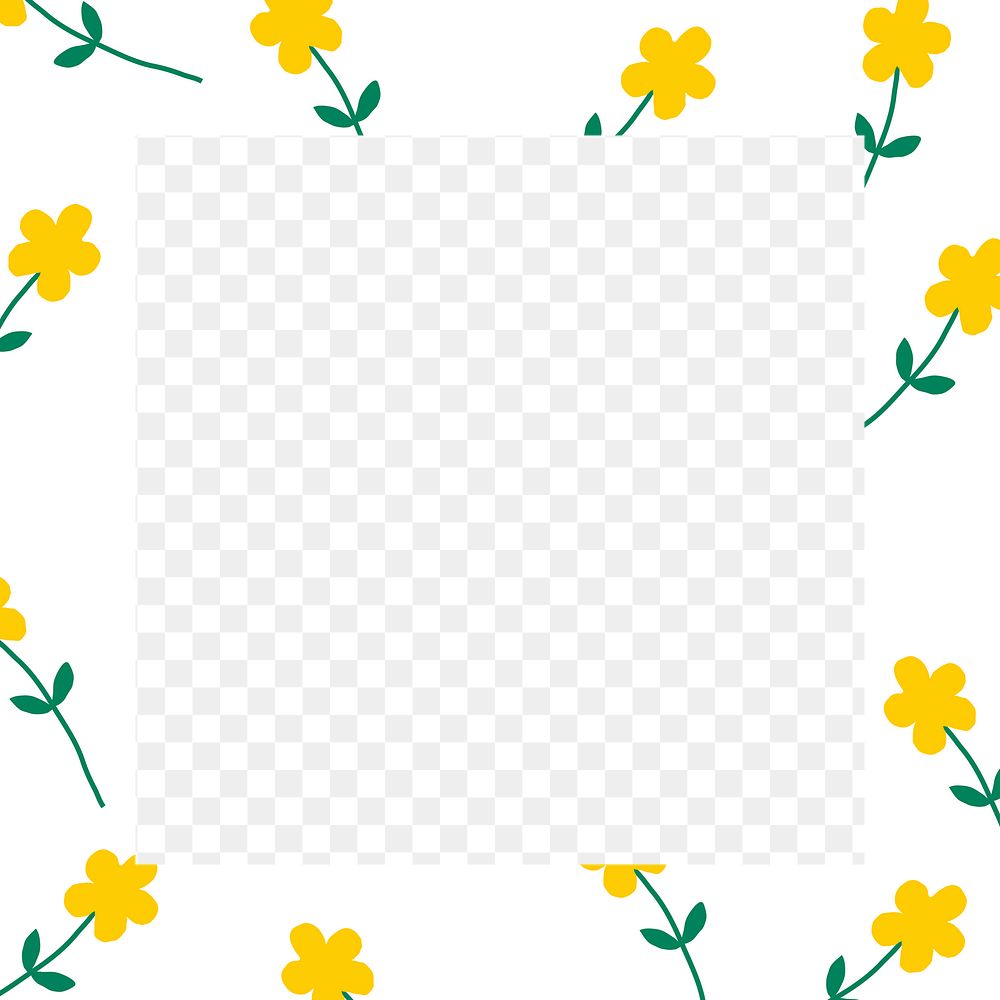 Yellow flowers png frame, transparent design 