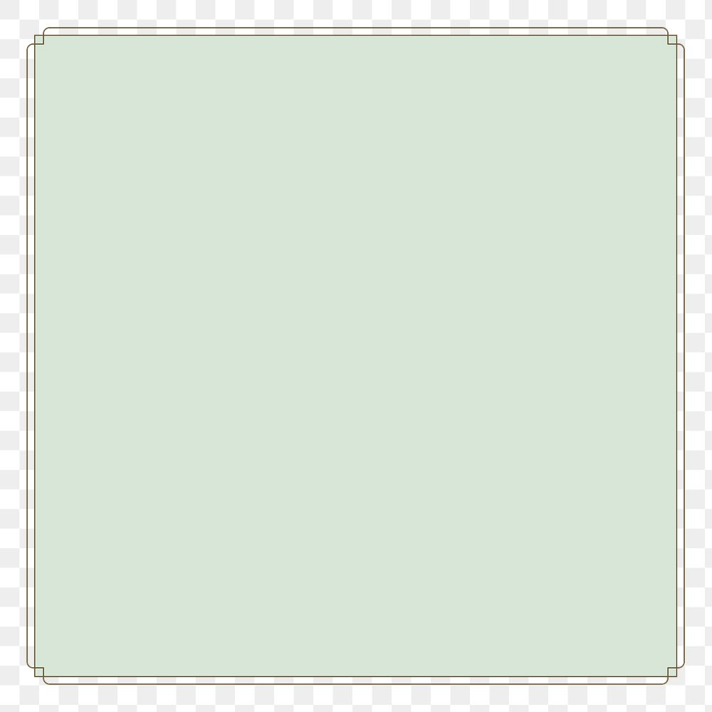 Png pastel green background frame with gold yellow border, transparent background 