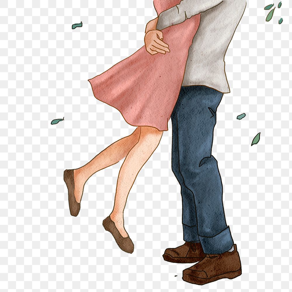 Romantic couple png hugging sticker, transparent background