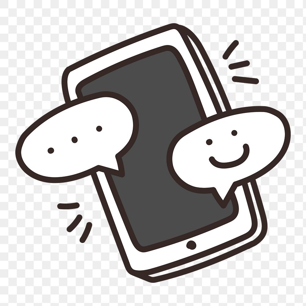 texting app doodle png sticker, transparent background