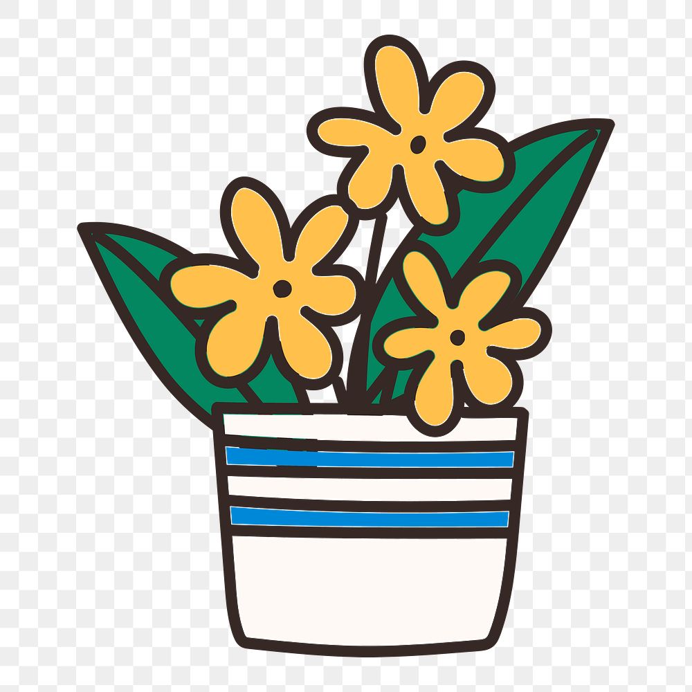 Flower  doodle png sticker, transparent background