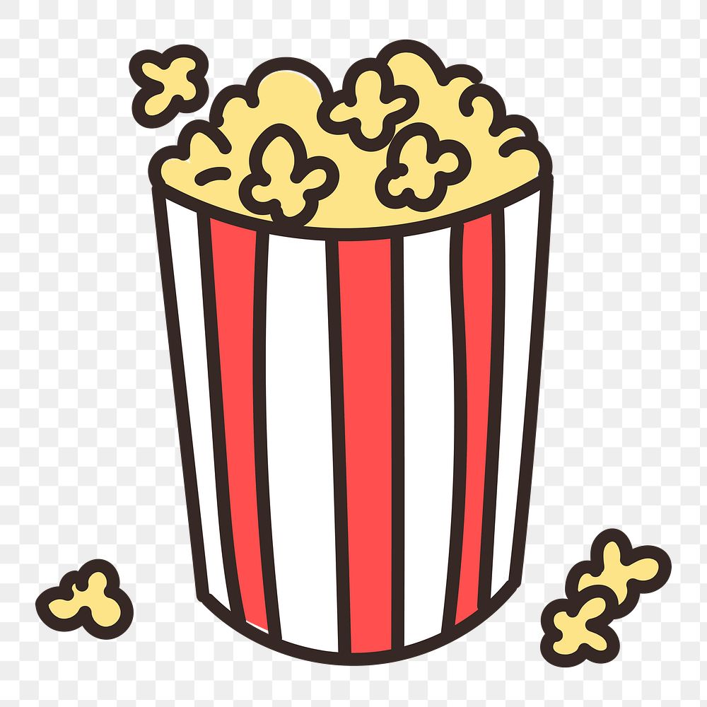 Popcorn  doodle png sticker, transparent background