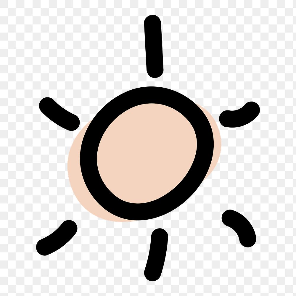 Sun  doodle png sticker, transparent background