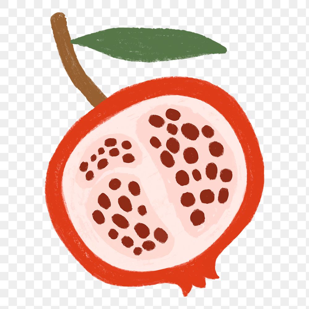 Pomegranate fruit png sticker, cute food doodle, transparent background