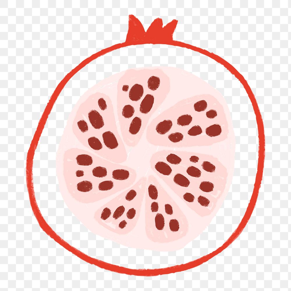Pomegranate fruit png sticker, cute food doodle, transparent background