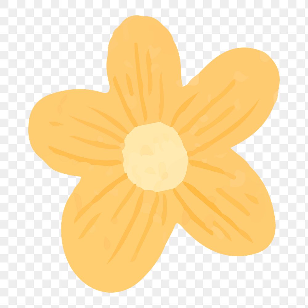 Yellow flower png doodle sticker, cute pastel design, transparent background