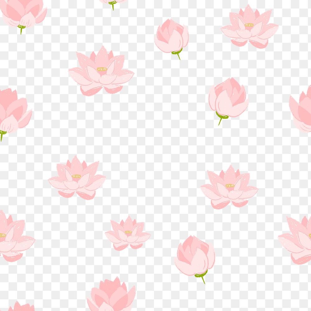 Pink lotus flower png pattern, transparent background