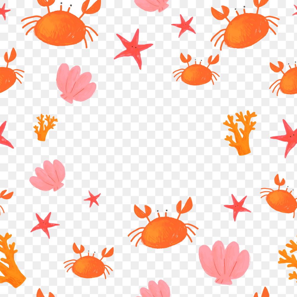  Crab frame png, doodle illustration transparent background
