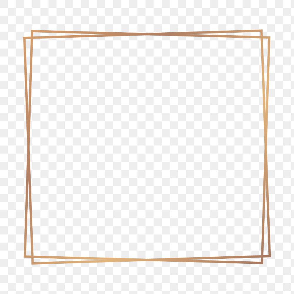 Minimal gold png frame sticker, transparent background
