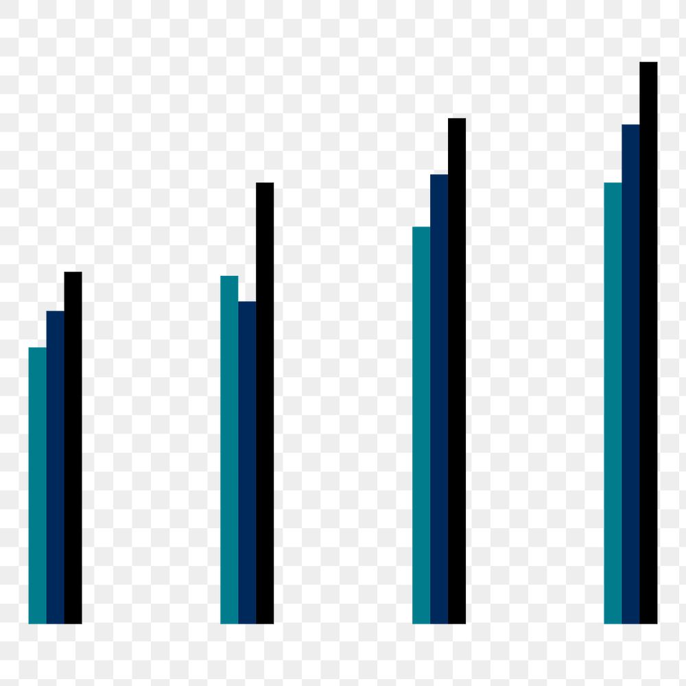 Blue bar chart png sticker, transparent background