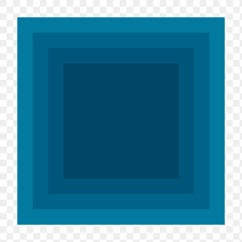 Blue layered square png shape, transparent background