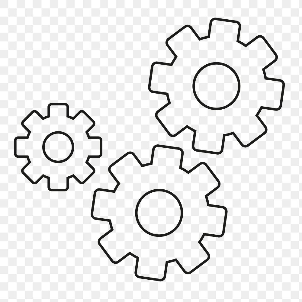 Settings cogwheel icon png sticker, outlined graphic, transparent background