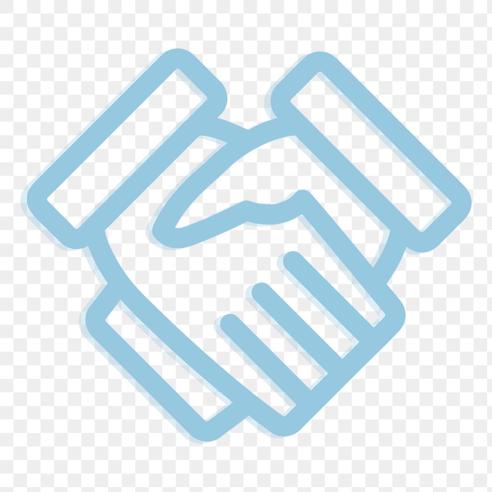 Business handshake icon png sticker, blue outlined graphic, transparent background