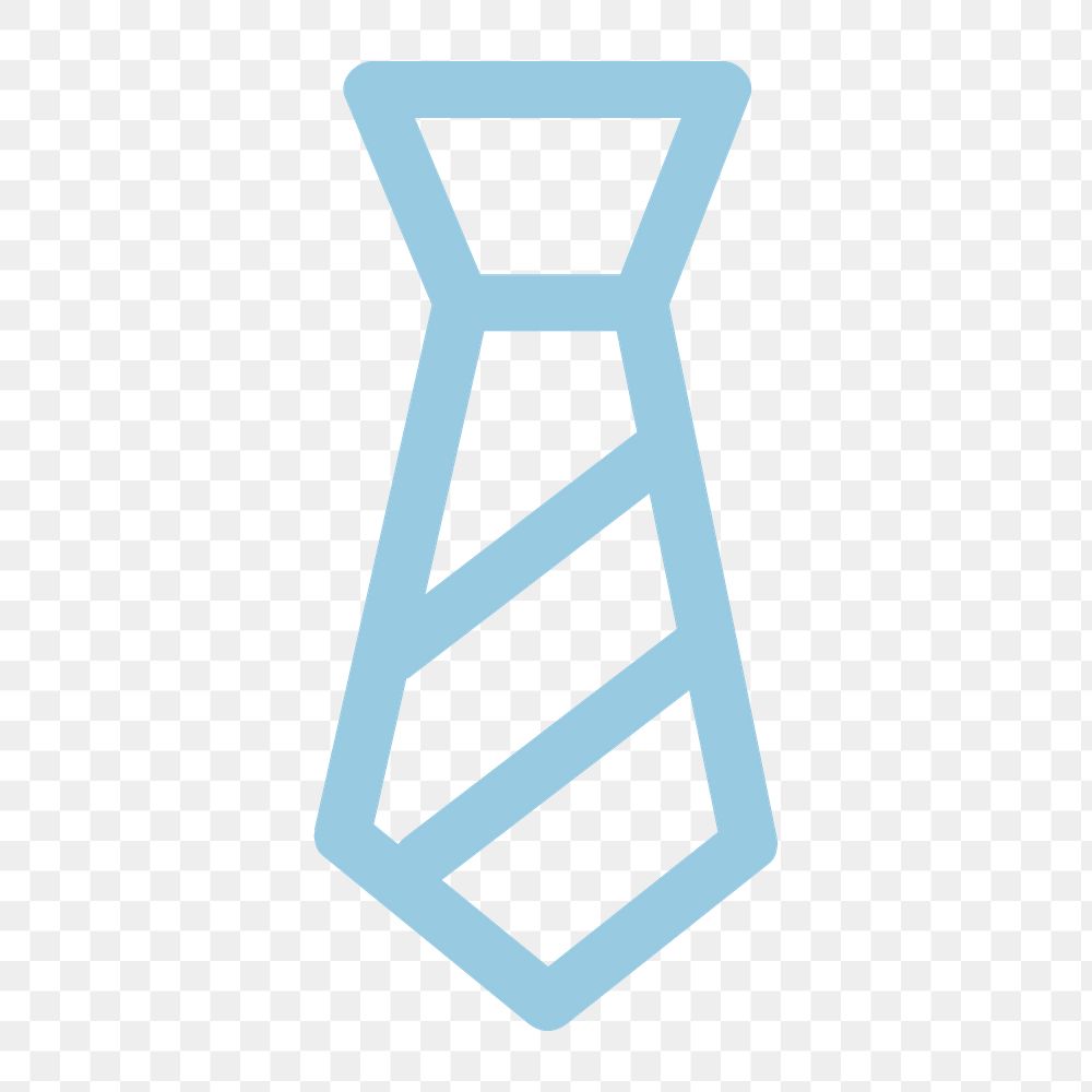 Neck tie business png icon, blue outlined graphic, transparent background