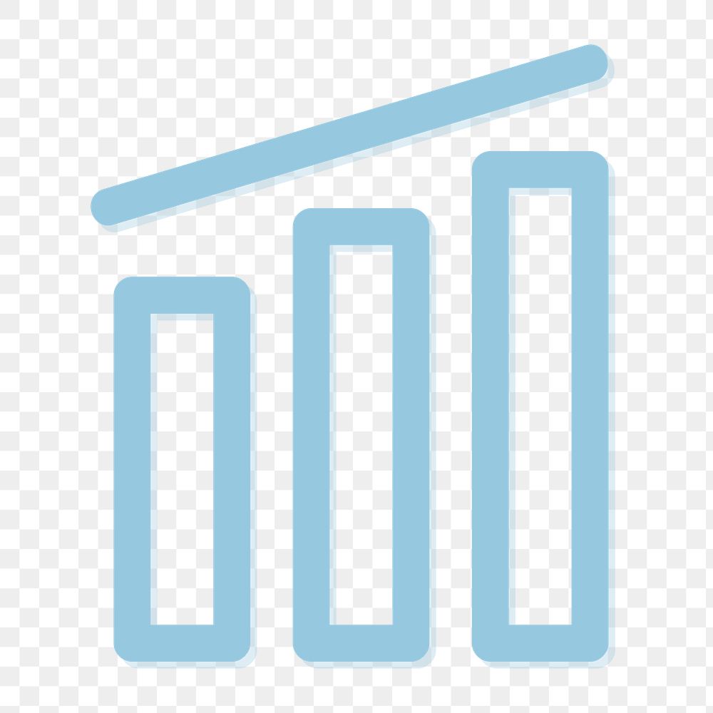 Bar chart icon png sticker, blue outlined graphic, transparent background