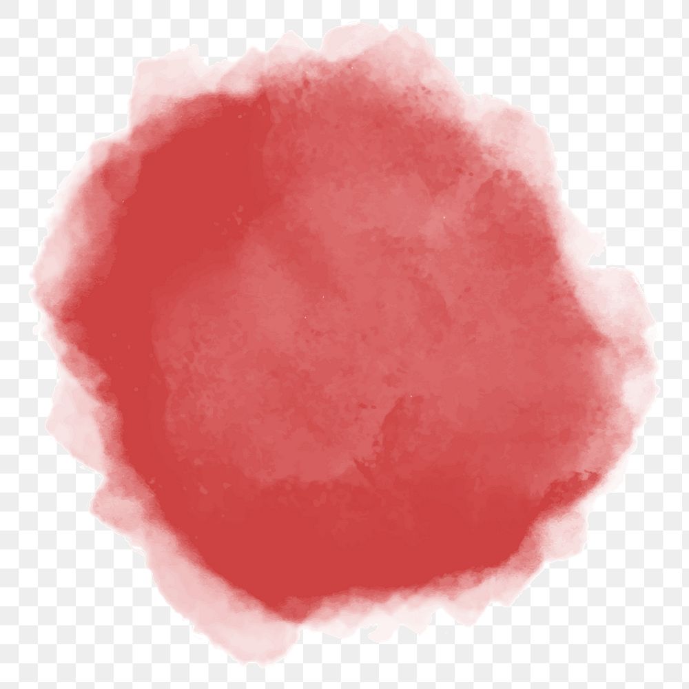 Smeared png dot, blurred red watercolor design element, transparent background