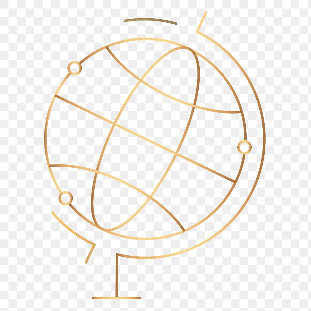 Gold globe png network sticker, transparent background