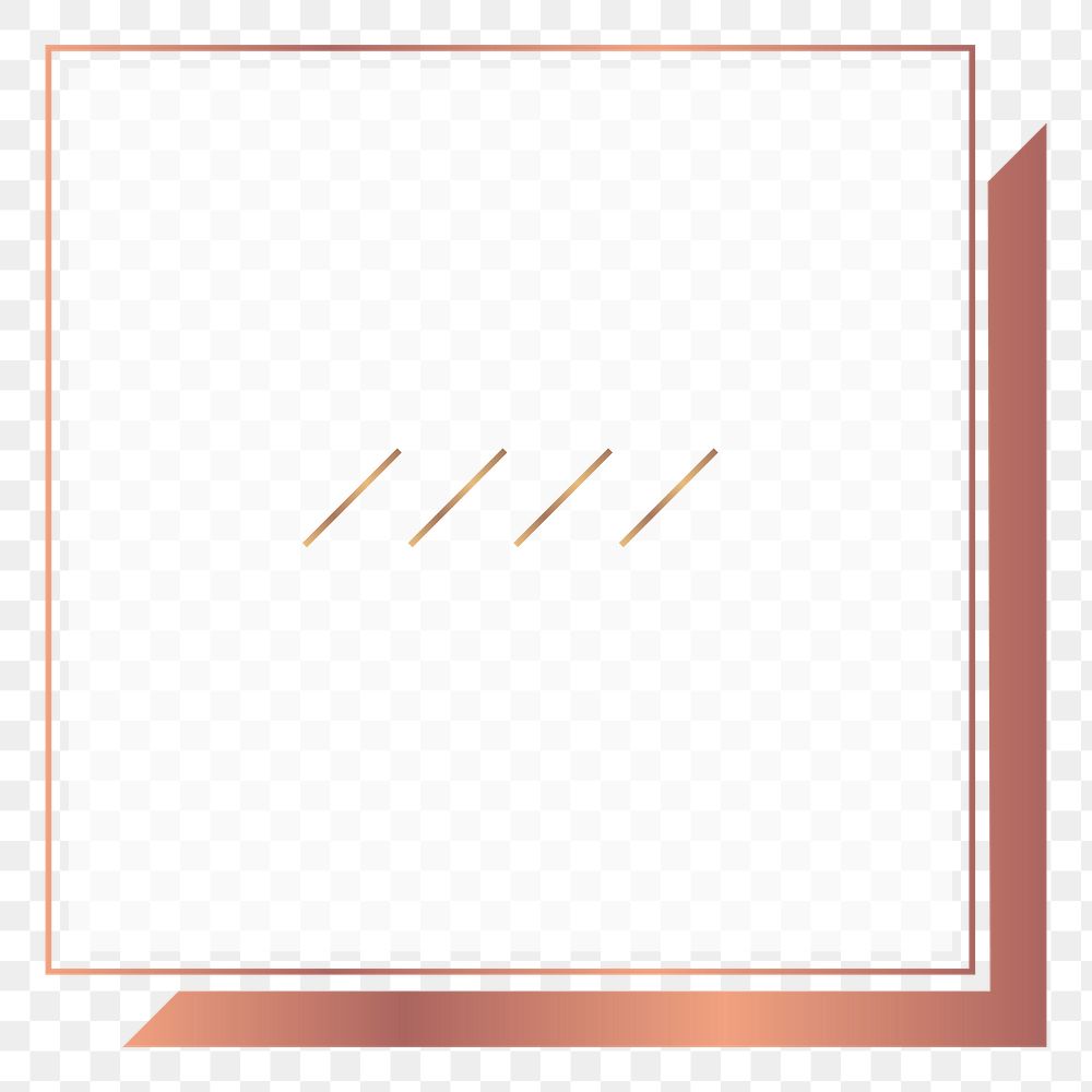 Minimal badge png sticker, rose gold square design, transparent background