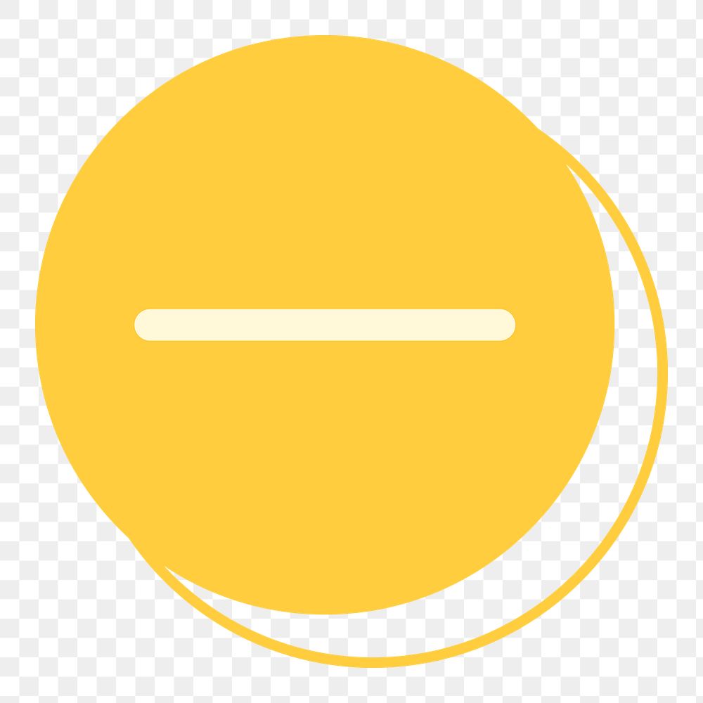 Yellow minus png sticker, transparent background